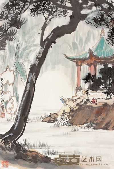 傅二石 戊辰（1988年）作 醉翁亭 立轴 68×46cm